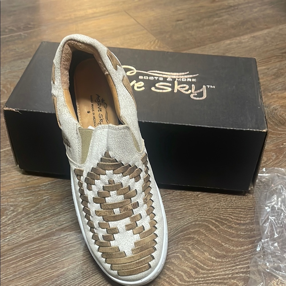 Women’s Cream and Brown Slip-On Loafers